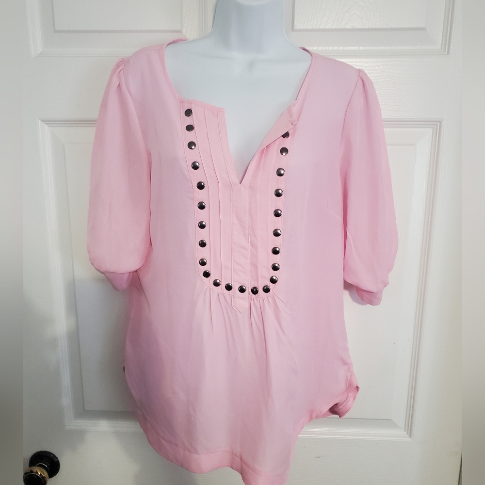 : Pastel Pink live to be spoiled Tunic like blouse size large